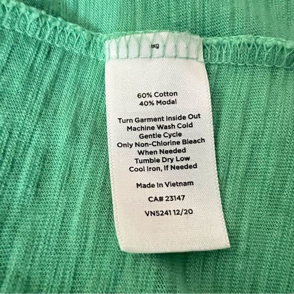 Talbots Green Slub Knit Button Back Cotton Modal Tee Size Medium - Picture 4 of 5